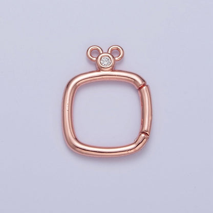 24K Gold Filled Jewelry Closure, Square Toggle Clasps with Cubic Zirconia L-794~L-797