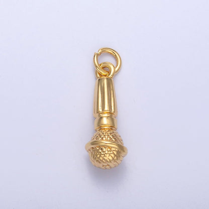 24K Gold Filled Karaoke Microphone Multidimensional 3D Charm in Gold &amp; Silver | N024