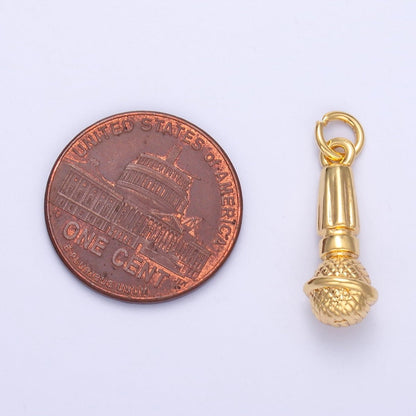 24K Gold Filled Karaoke Microphone Multidimensional 3D Charm in Gold &amp; Silver | N024
