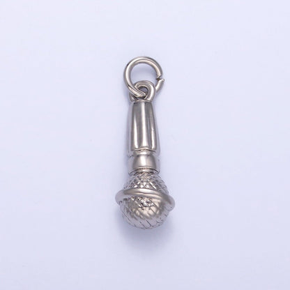 24K Gold Filled Karaoke Microphone Multidimensional 3D Charm in Gold &amp; Silver | N024