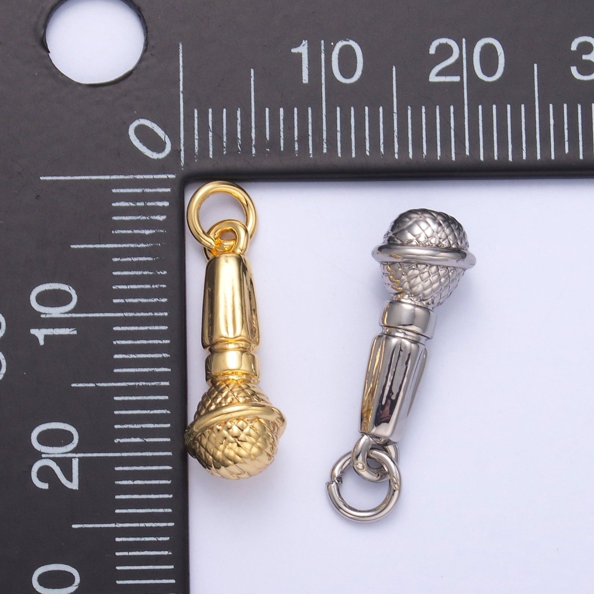24K Gold Filled Karaoke Microphone Multidimensional 3D Charm in Gold &amp; Silver | N024