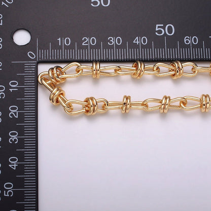 24K Gold Filled Knot Cable Chain Link Bold 6.8mm Cable Chain Link Unfinished Yard Chain in Gold &amp; Silver | ROLL-1309 ROLL-1310 Clearance Pricing