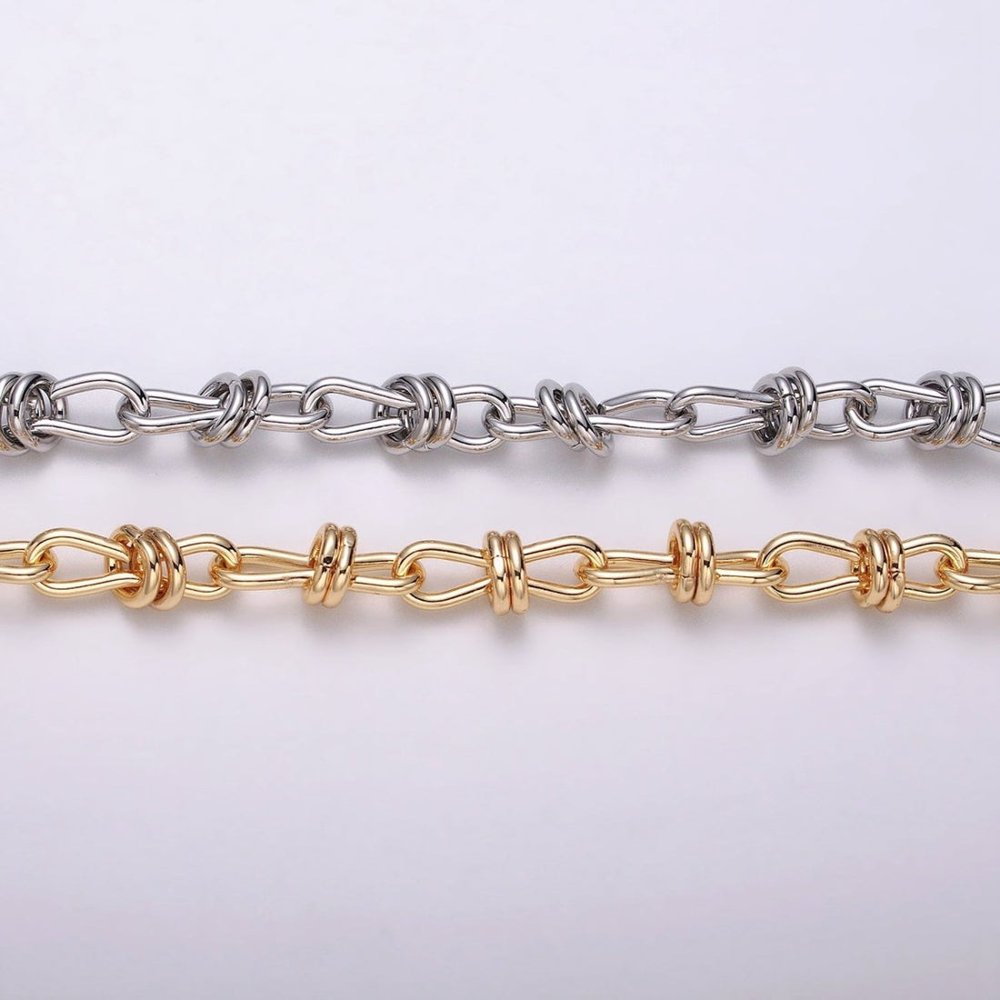 24K Gold Filled Knot Cable Chain Link Bold 6.8mm Cable Chain Link Unfinished Yard Chain in Gold &amp; Silver | ROLL-1309 ROLL-1310 Clearance Pricing