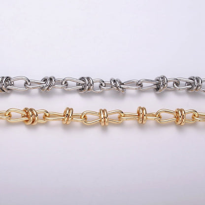 24K Gold Filled Knot Cable Chain Link Bold 6.8mm Cable Chain Link Unfinished Yard Chain in Gold &amp; Silver | ROLL-1309 ROLL-1310 Clearance Pricing