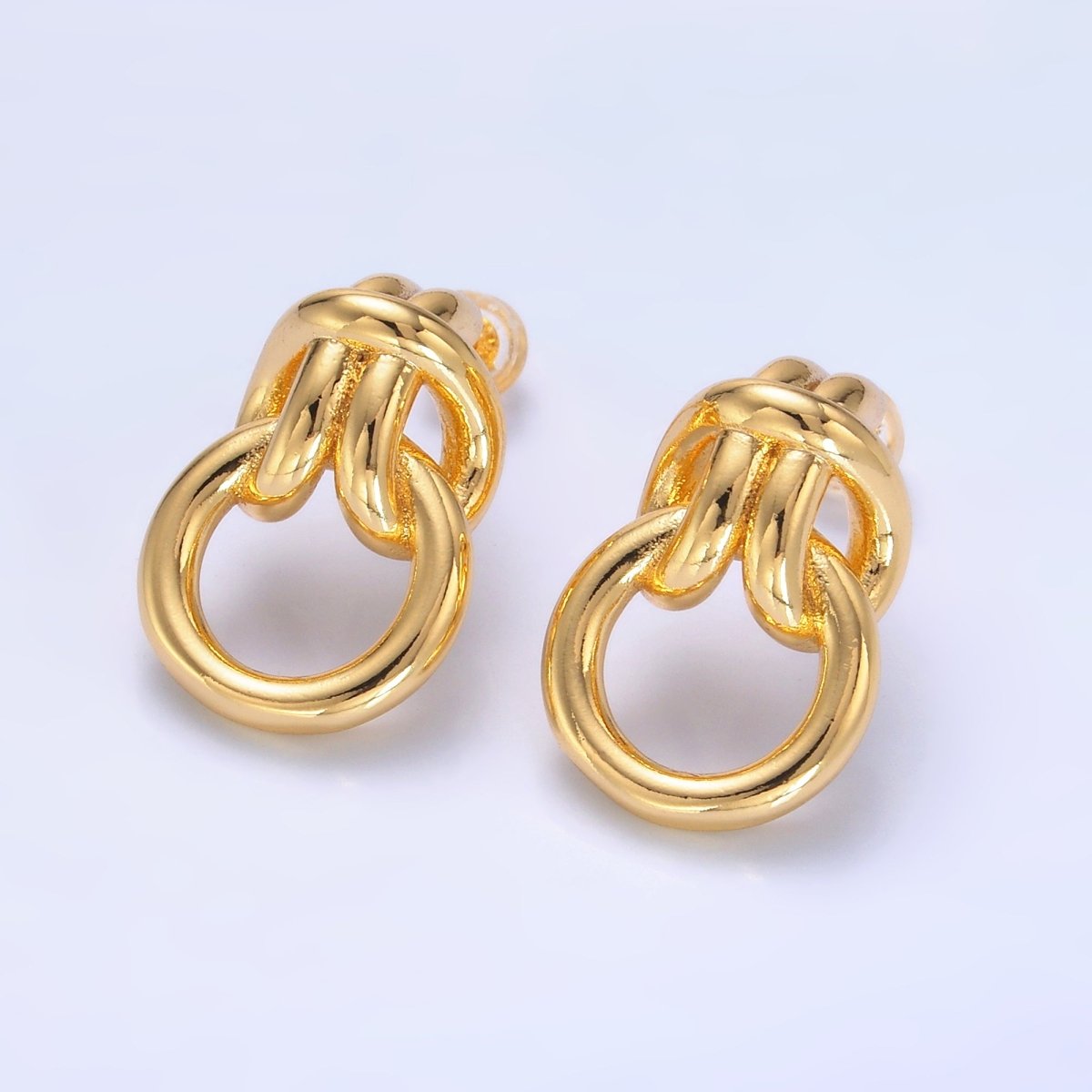 24K Gold Filled Knot Doorknocker Drop Stud Earrings in Gold, Silver &amp; Mixed Metal | AB865-AB867