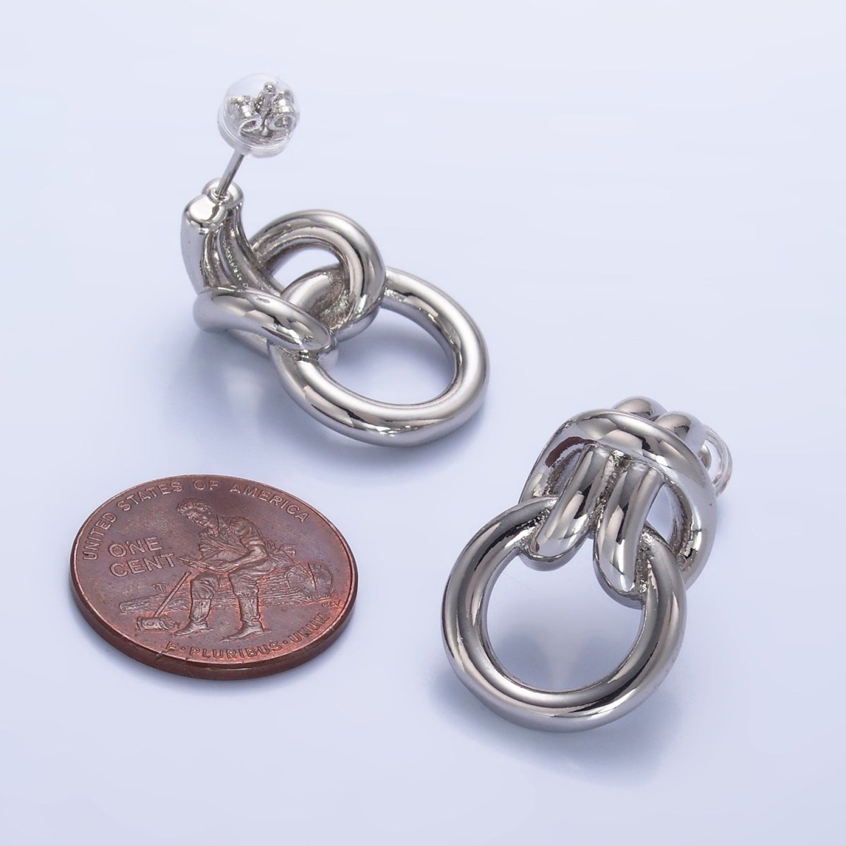 24K Gold Filled Knot Doorknocker Drop Stud Earrings in Gold, Silver &amp; Mixed Metal | AB865-AB867