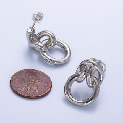 24K Gold Filled Knot Doorknocker Drop Stud Earrings in Gold, Silver &amp; Mixed Metal | AB865-AB867