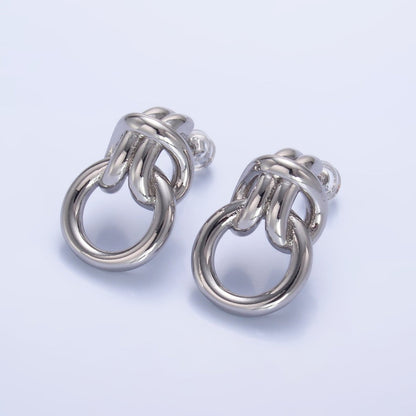 24K Gold Filled Knot Doorknocker Drop Stud Earrings in Gold, Silver &amp; Mixed Metal | AB865-AB867