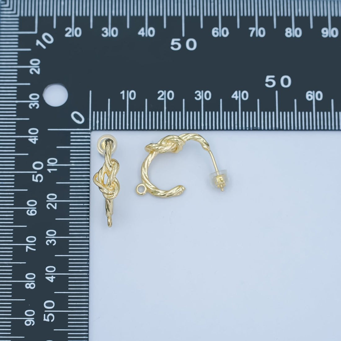 24K Gold Filled Knot Foil J-Shaped Hoop Drop Earring Findings | Z1133