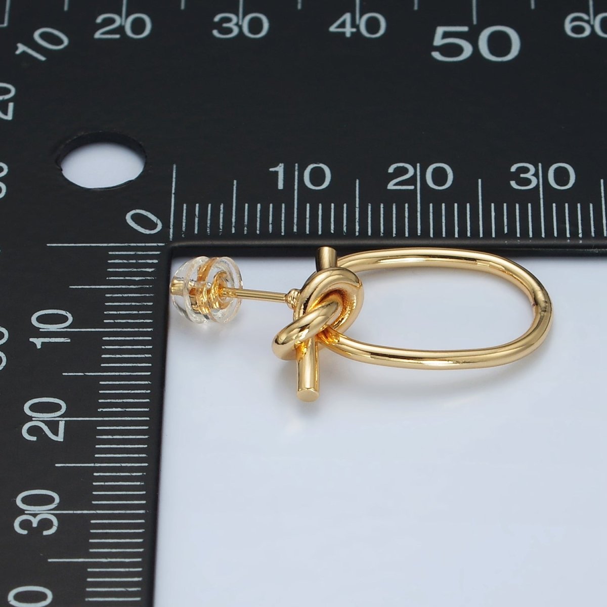24K Gold Filled Knot Oblong Drop Stud Earrings | K178