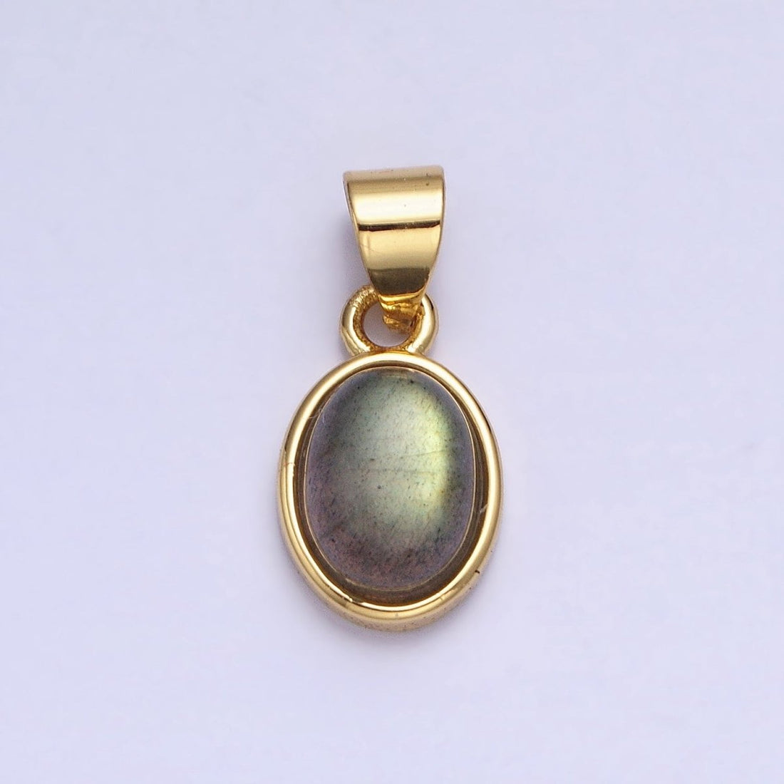 24K Gold Filled Labradorite: Spectrolite Natural Gemstone Oval Pendant | AA182