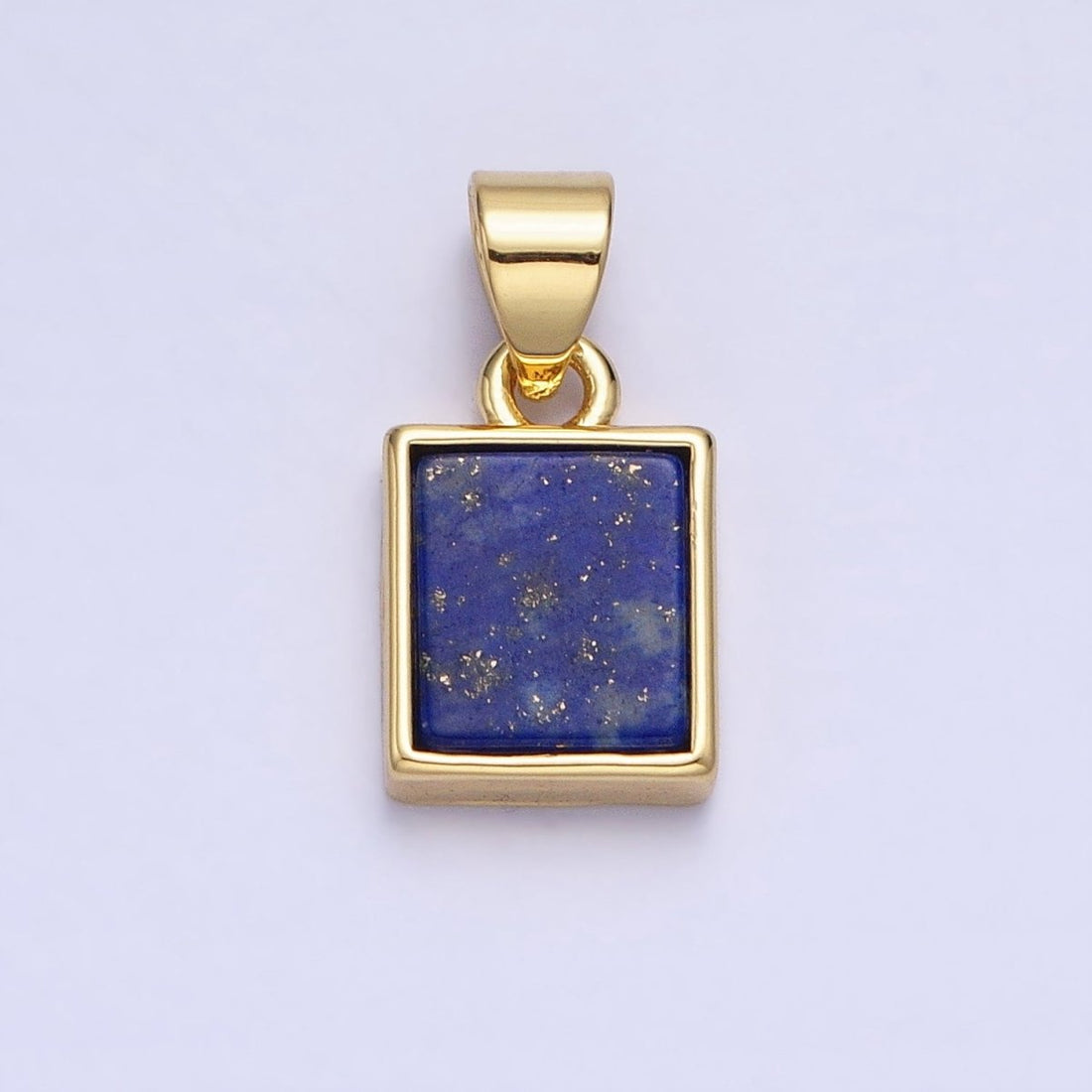 24K Gold Filled Lapis Lazuli Natural Gemstone Rectangular Pendant | AA179