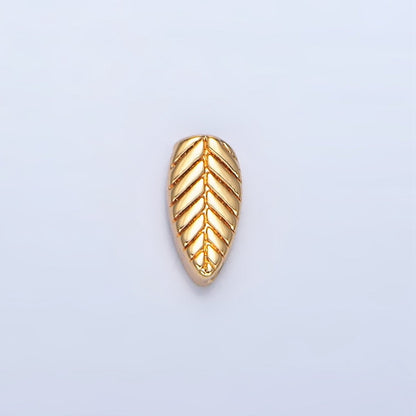 24K Gold Filled Leaf Nature Engraved Bead in Gold &amp; Silver | B912