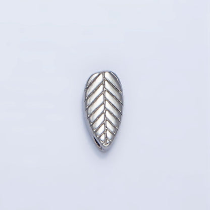 24K Gold Filled Leaf Nature Engraved Bead in Gold &amp; Silver | B912