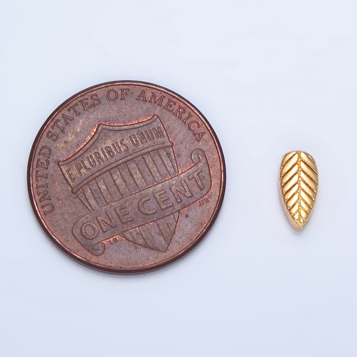 24K Gold Filled Leaf Nature Engraved Bead in Gold &amp; Silver | B912