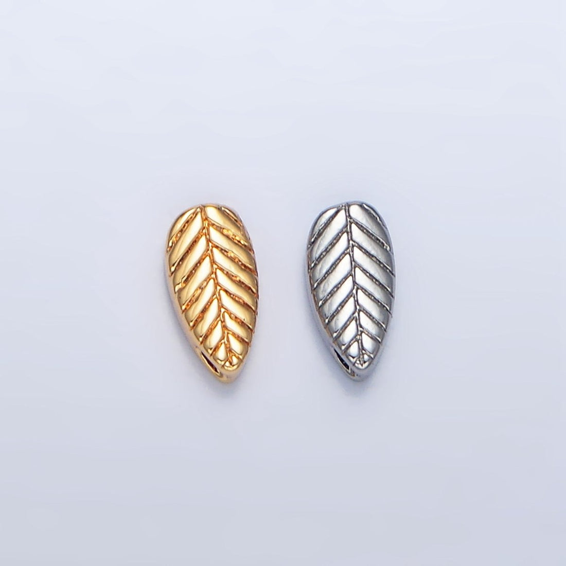 24K Gold Filled Leaf Nature Engraved Bead in Gold &amp; Silver | B912