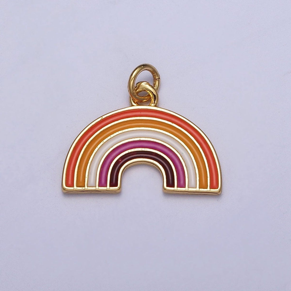 24K Gold Filled Lesbian LGBTQ Pride Flag Gradient Enamel Rainbow Charm For Jewelry Making  AG-111