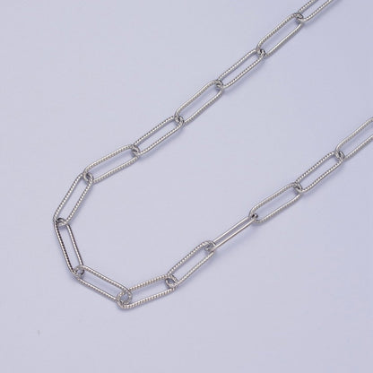 OS 24K Gold Filled Line Textured Paper Clip Unfinished 4.5mm Chain in Gold &amp; Silver | ROLL-891 ROLL-892 Clearance Pricing