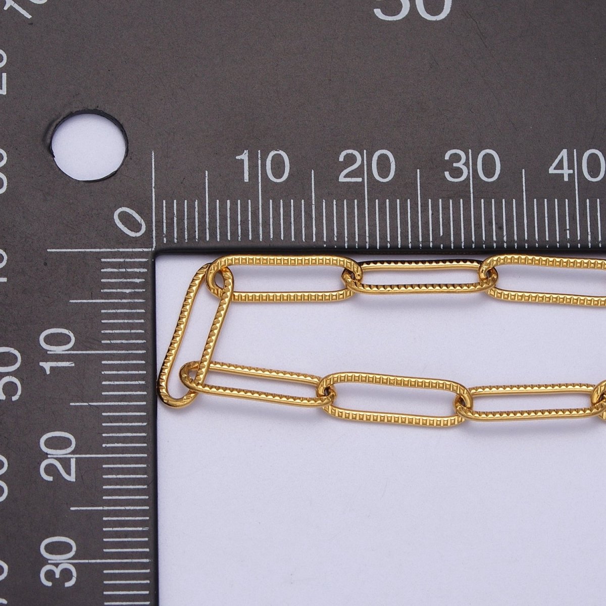 OS 24K Gold Filled Line Textured Paper Clip Unfinished 4.5mm Chain in Gold &amp; Silver | ROLL-891 ROLL-892 Clearance Pricing
