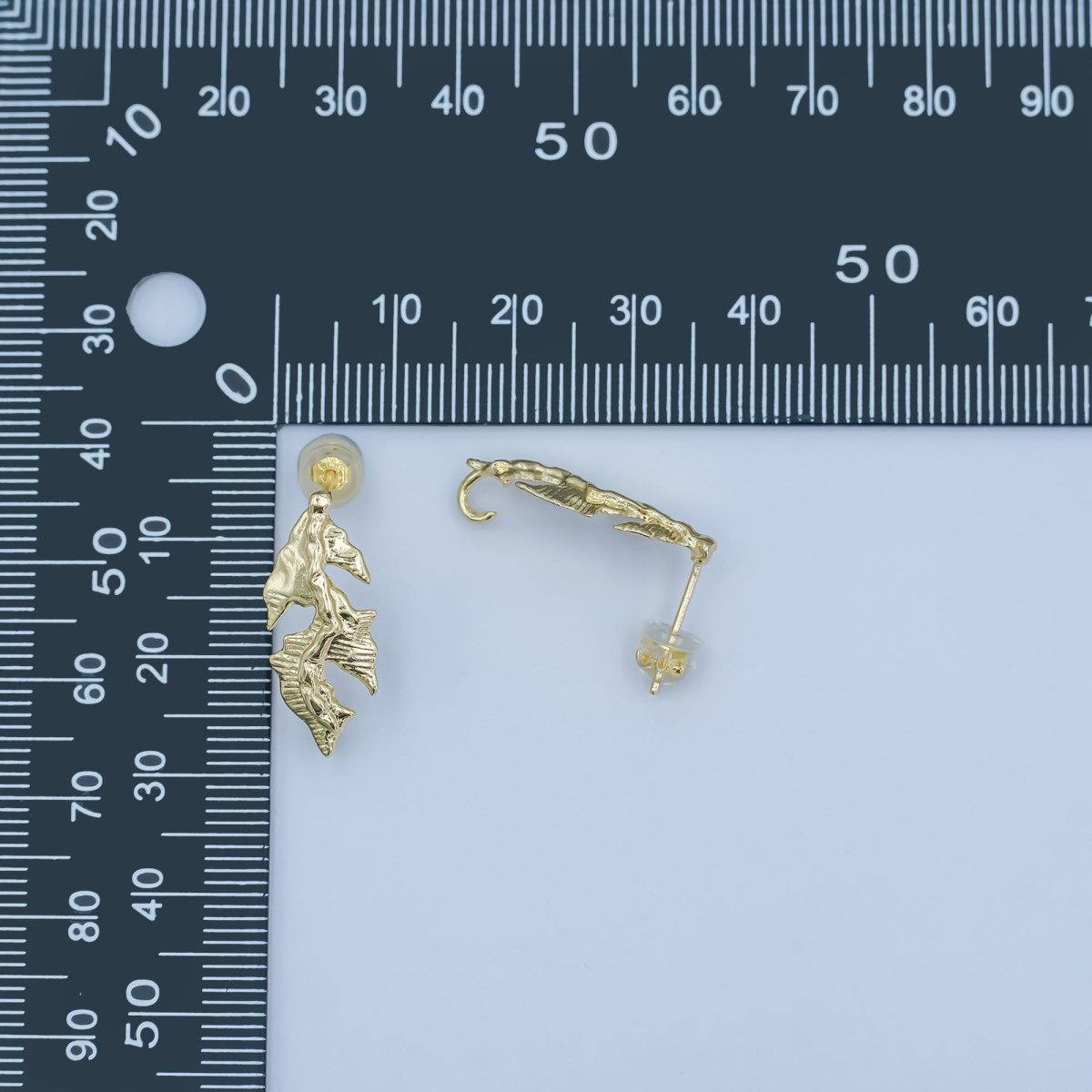 24K Gold Filled Lined Leaf Nature Drop Stud Earring Findings | Z1135