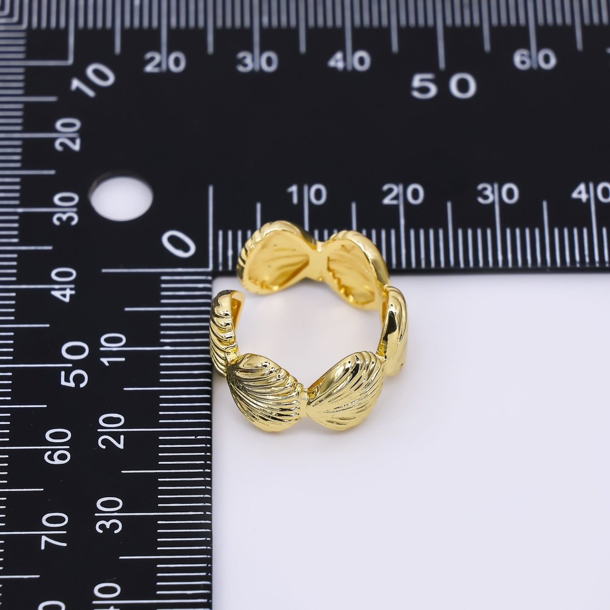 24K Gold Filled Ribbed Sea Clam Shell Adjustable Wide Ring in Gold &amp; Silver | O1462 Rings-00059