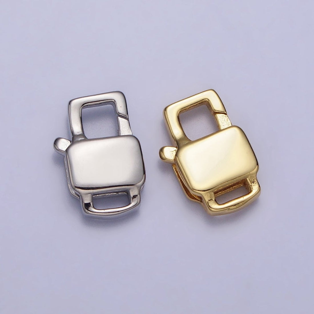 24K Gold Filled Lobster Clasps Geometric Rectangular Jewelry Closure Supply in Gold &amp; Silver | Z-127 Z-128