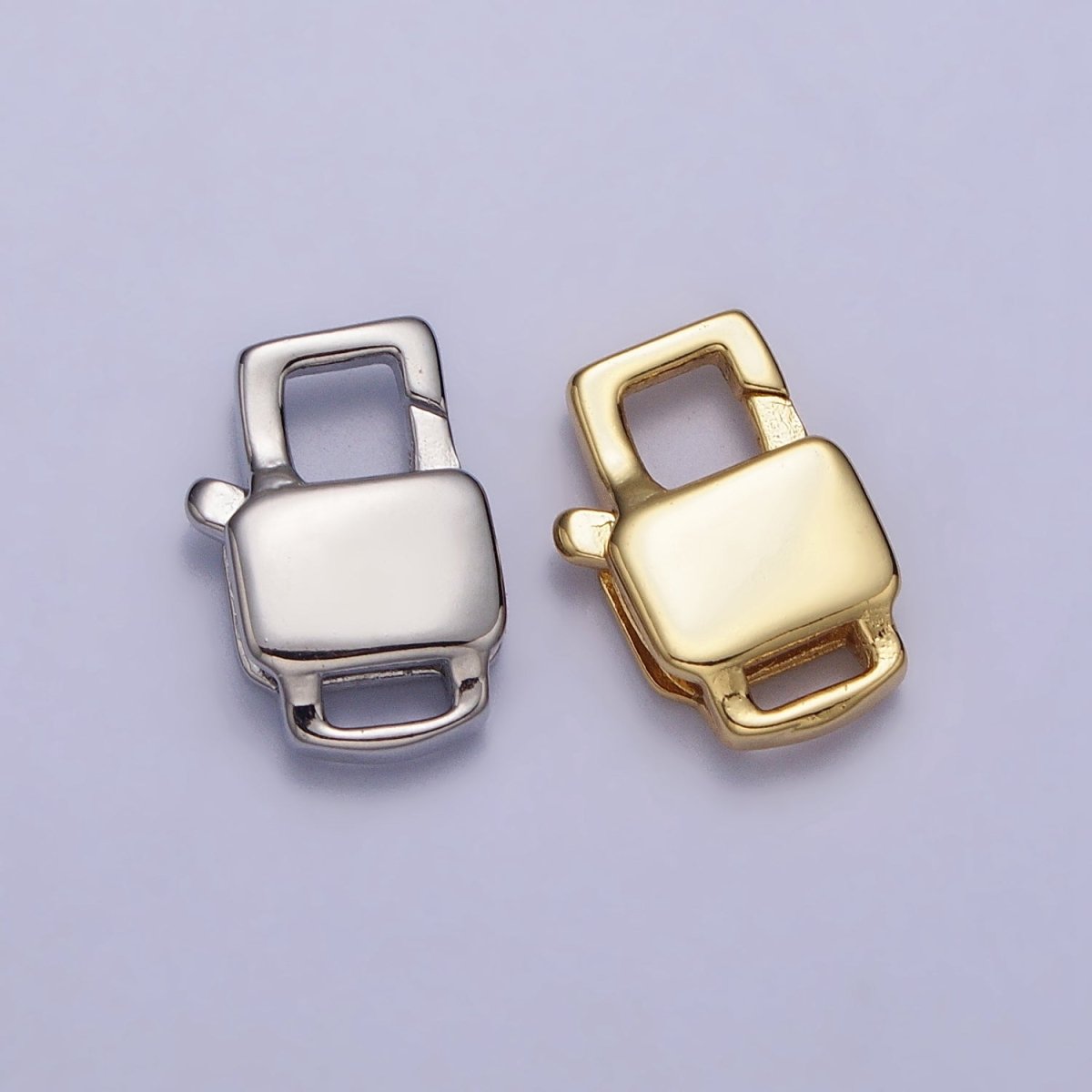 24K Gold Filled Lobster Clasps Geometric Rectangular Jewelry Closure Supply in Gold &amp; Silver | Z-127 Z-128