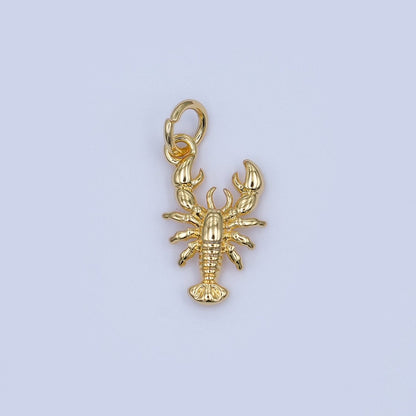24K Gold Filled 15mm Lobster Multidimensional 3D Charm in Gold &amp; Silver | AF476
