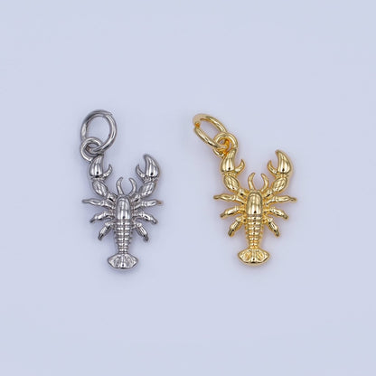 24K Gold Filled 15mm Lobster Multidimensional 3D Charm in Gold &amp; Silver | AF476