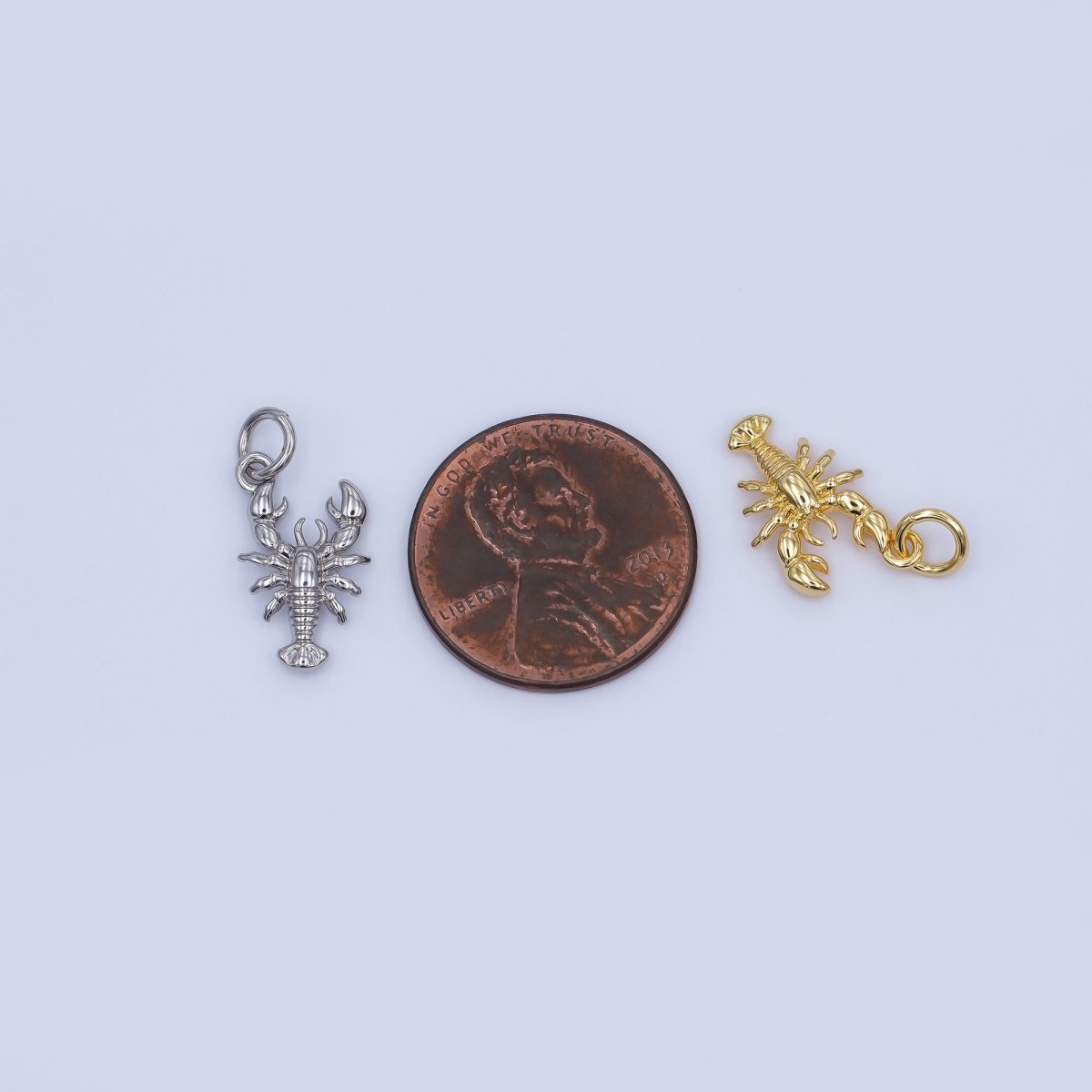 24K Gold Filled 15mm Lobster Multidimensional 3D Charm in Gold &amp; Silver | AF476
