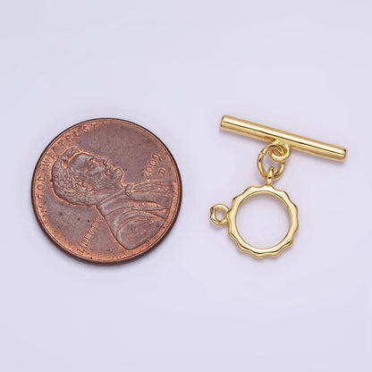 24K Gold Filled Loop Wavy Round OT Toggle Clasps Closure Jewelry Making Supply | Z-445