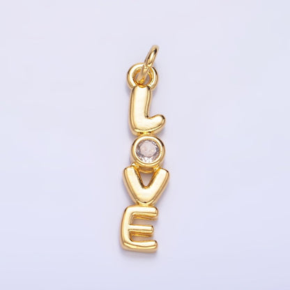 24K Gold Filled "LOVE" CZ Chubby Script Charm in Gold &amp; Silver | W124