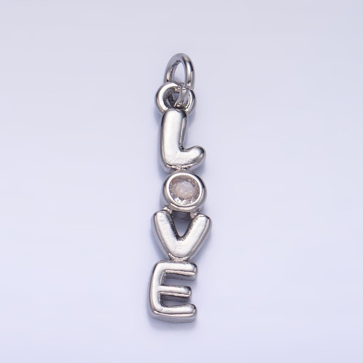 24K Gold Filled "LOVE" CZ Chubby Script Charm in Gold &amp; Silver | W124