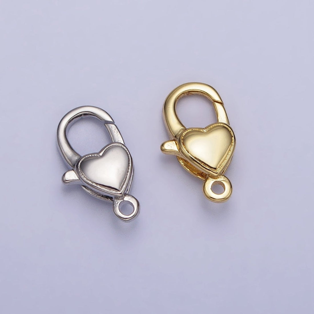 24K Gold Filled Love Heart Oval Lobster Clasps Jewelry Closure Supply in Gold &amp; Silver | Z-129 Z-130