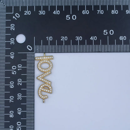 24K Gold Filled "LOVE" Micro Paved CZ Script Connector | Y006