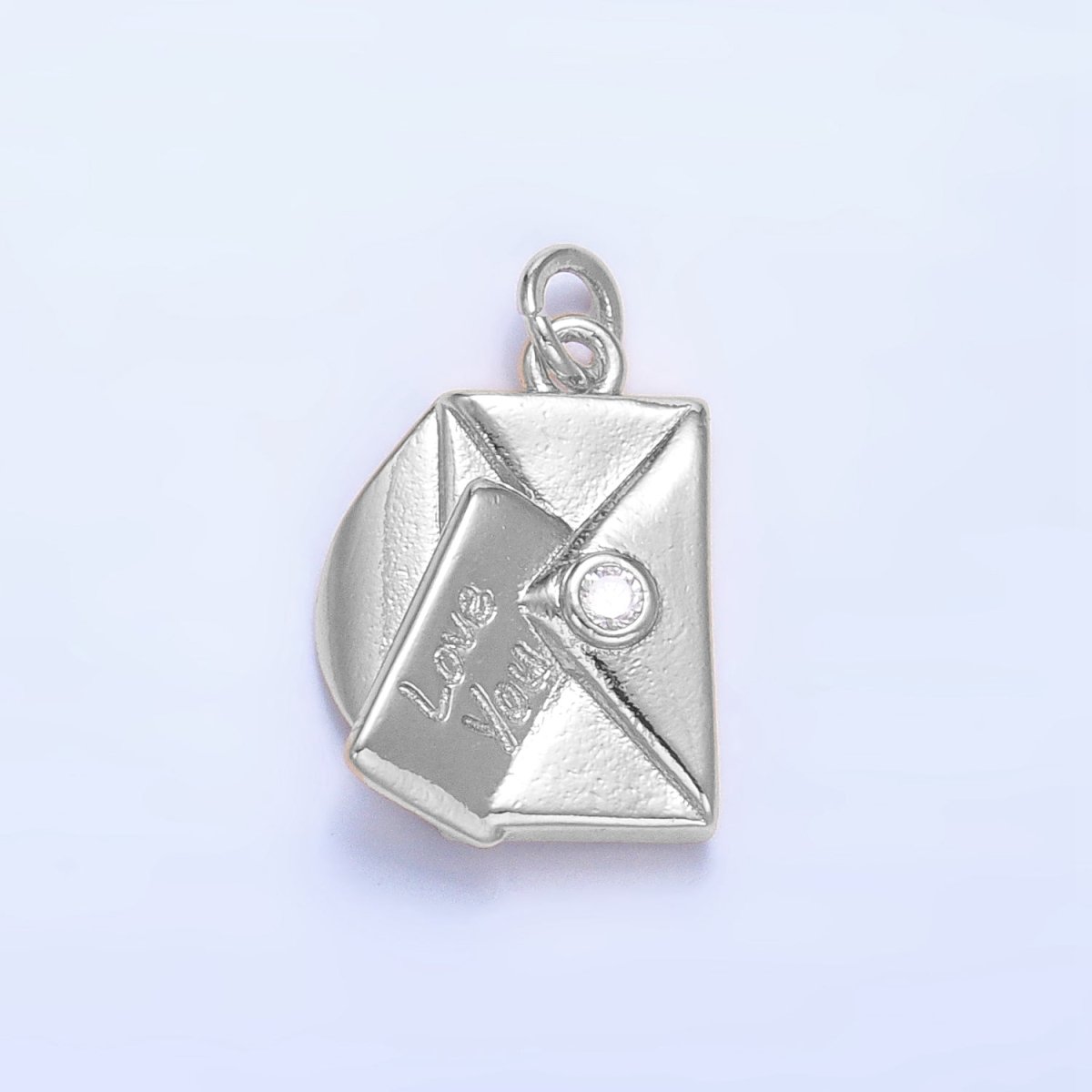24K Gold Filled "Love You" Script Letter CZ Charm in Gold, Silver &amp; Mixed Metal | W101 N046