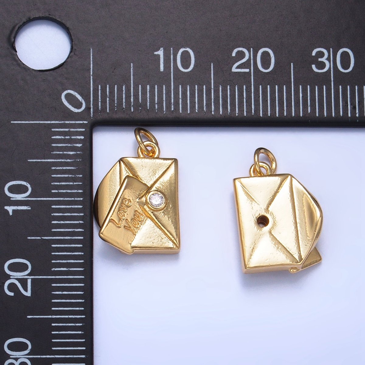24K Gold Filled "Love You" Script Letter CZ Charm in Gold, Silver &amp; Mixed Metal | W101 N046