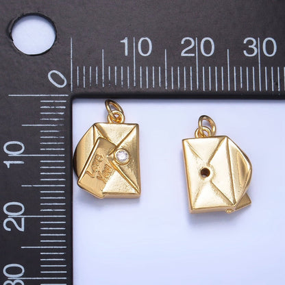 24K Gold Filled "Love You" Script Letter CZ Charm in Gold, Silver &amp; Mixed Metal | W101 N046