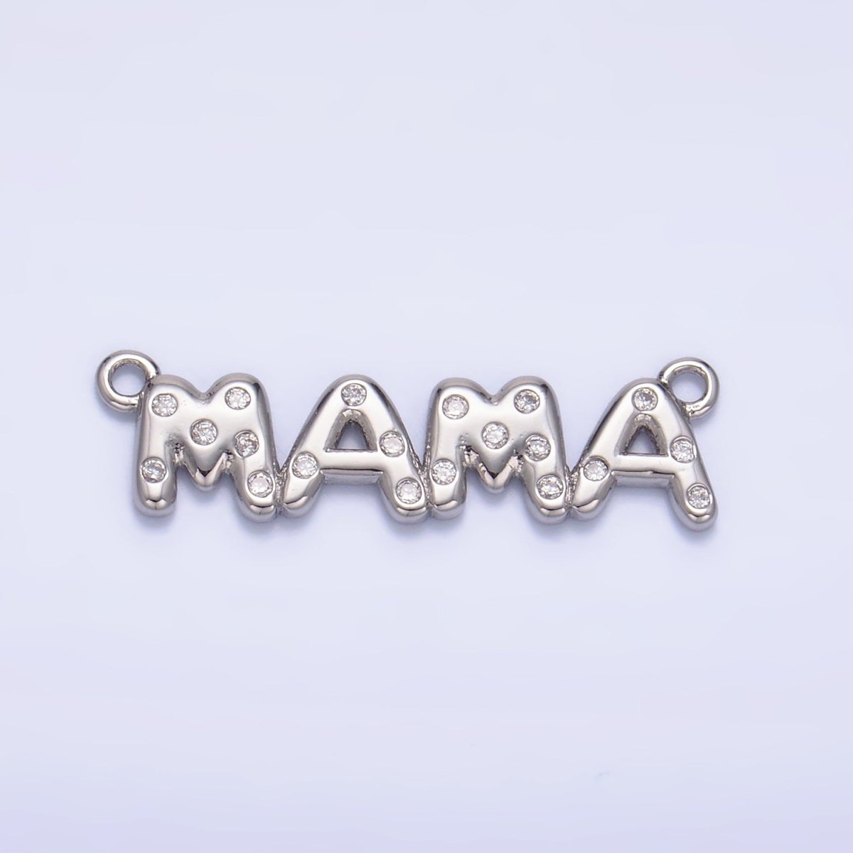 24K Gold Filled "MAMA" CZ Dotted Script Connector in Gold &amp; Silver | F865