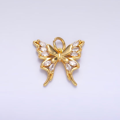 24K Gold Filled 15mm Marquise CZ Butterfly Charm in Gold &amp; Silver | C020