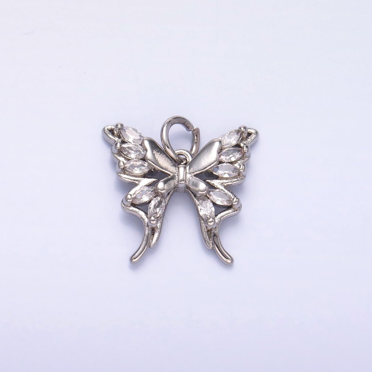 24K Gold Filled 15mm Marquise CZ Butterfly Charm in Gold &amp; Silver | C020
