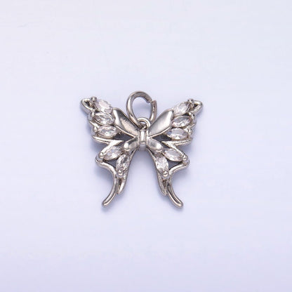 24K Gold Filled 15mm Marquise CZ Butterfly Charm in Gold &amp; Silver | C020