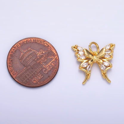 24K Gold Filled 15mm Marquise CZ Butterfly Charm in Gold &amp; Silver | C020