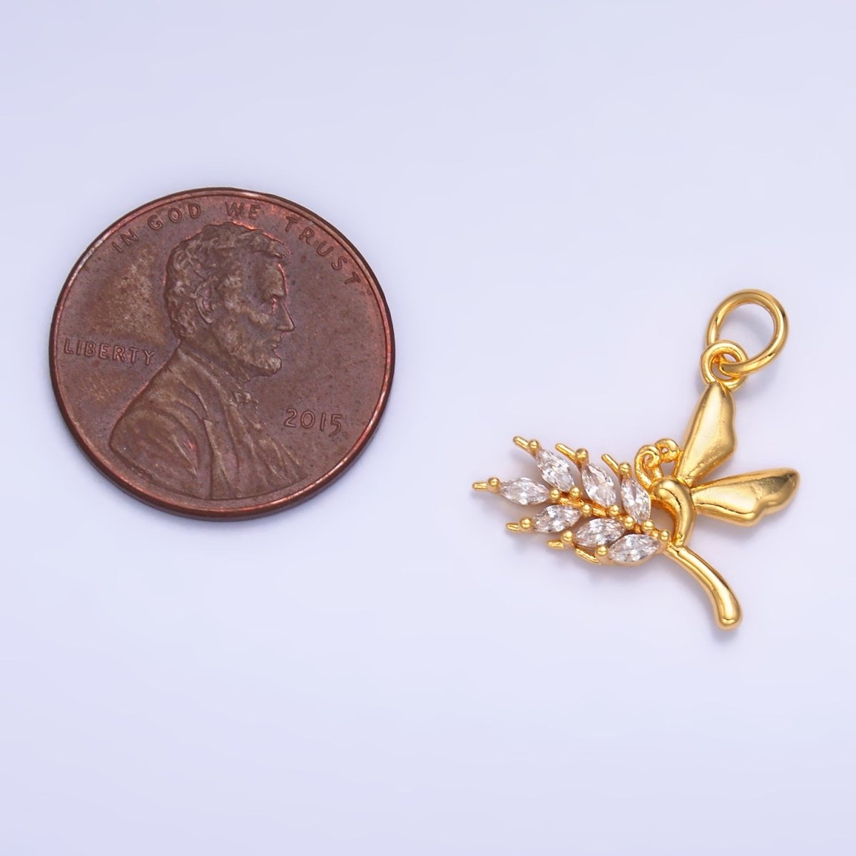 24K Gold Filled Marquise CZ Butterfly Charm in Gold &amp; Silver | W885