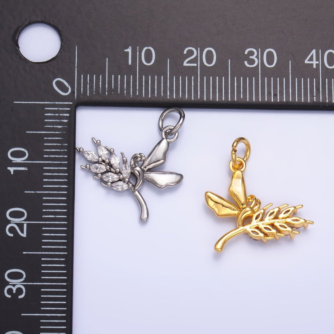 24K Gold Filled Marquise CZ Butterfly Charm in Gold &amp; Silver | W885