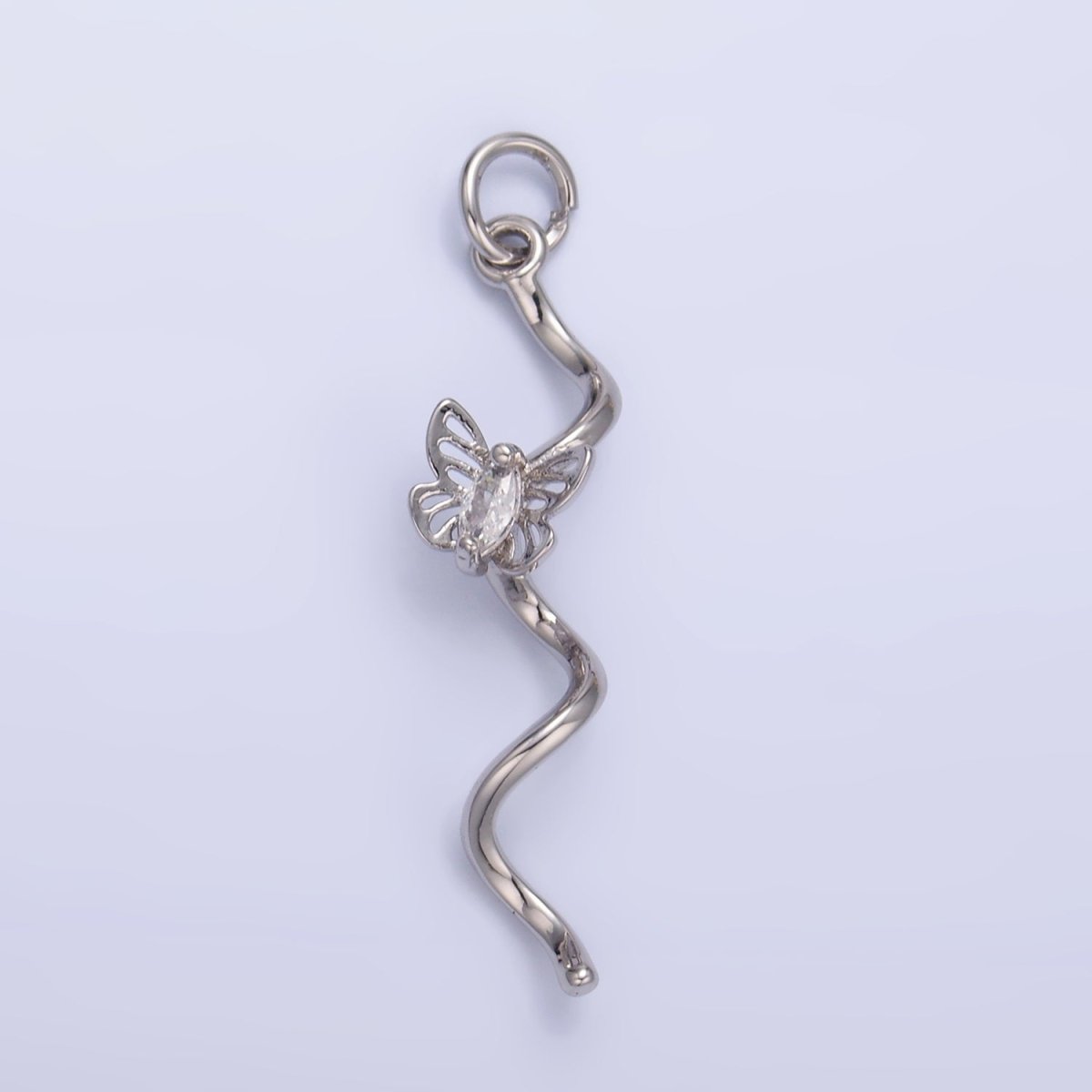 24K Gold Filled Marquise CZ Butterfly Curl Charm in Gold &amp; Silver | W448