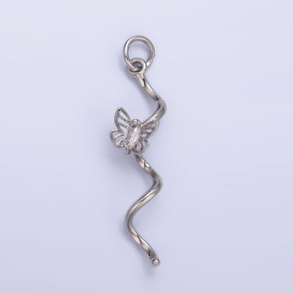 24K Gold Filled Marquise CZ Butterfly Curl Charm in Gold &amp; Silver | W448