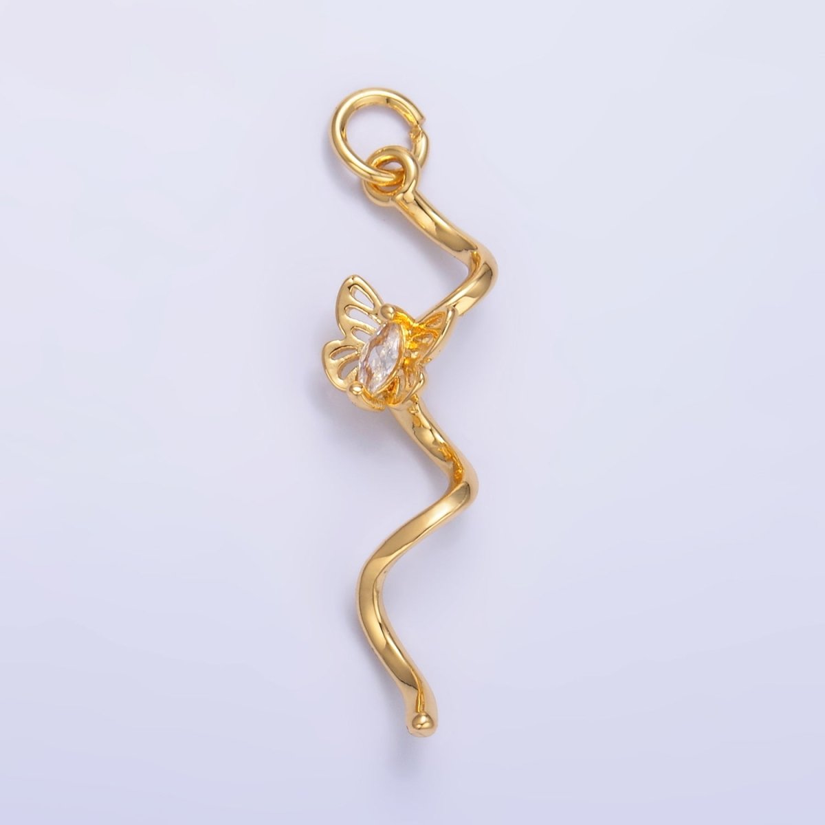 24K Gold Filled Marquise CZ Butterfly Curl Charm in Gold &amp; Silver | W448