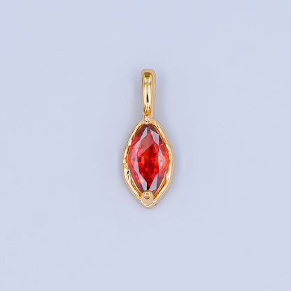 24K Gold Filled Marquise CZ Molten Bezel Personalized Birthstone Pendant | AA1472 - AA1477