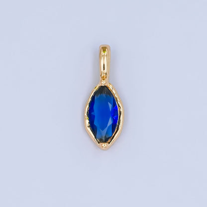 24K Gold Filled Marquise CZ Molten Bezel Personalized Birthstone Pendant | AA1472 - AA1477